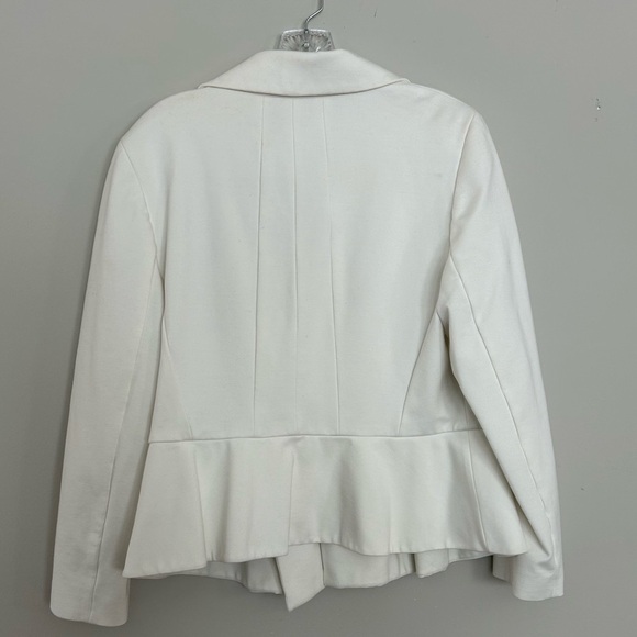 Chico’s Womens Cream Moto Jacket Size L Gold Zip Baddie Edgy Boss Lady - Picture 6 of 14